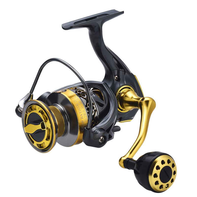 Carrete giratorio de pesca con copa de alambre de metal GS1000-6000 de alta velocidad