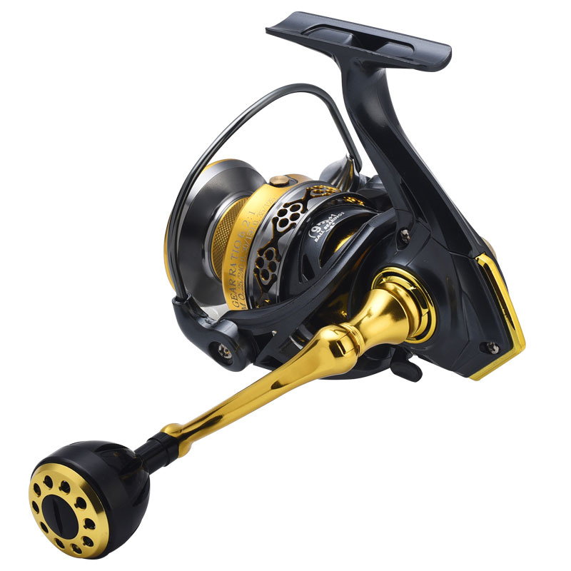 Carrete giratorio de pesca con copa de alambre de metal GS1000-6000 de alta velocidad