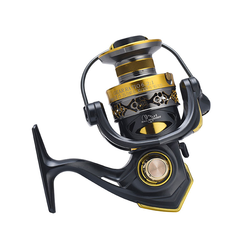 Carrete giratorio de pesca con copa de alambre de metal GS1000-6000 de alta velocidad