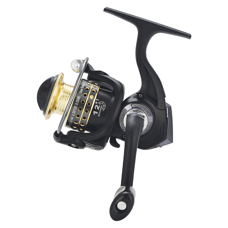 Mini carretes de pesca en hielo de fundición de cebo de metal 9 + 1BB