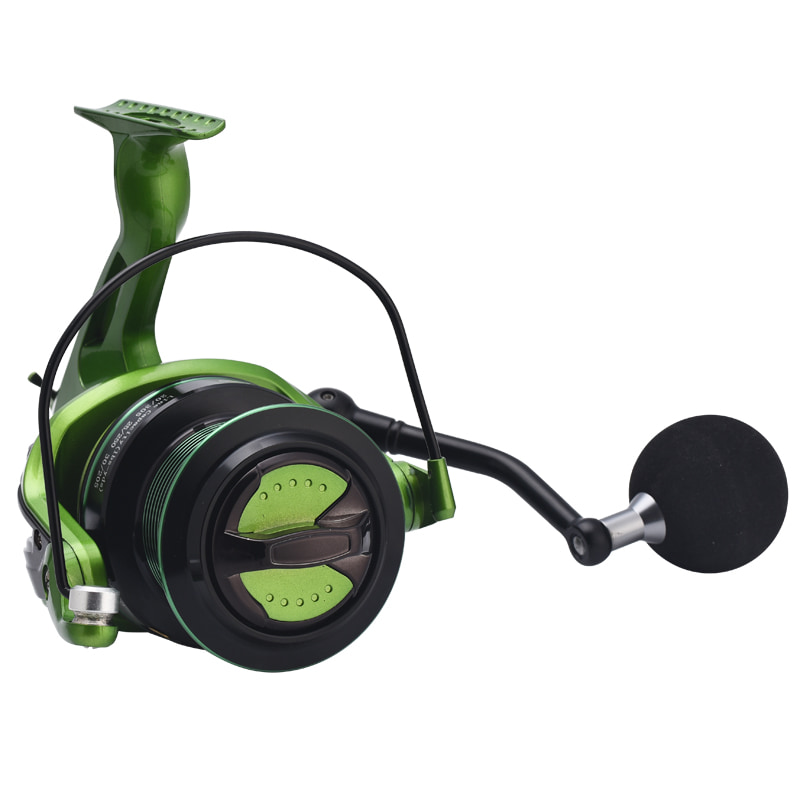 Carretes de Metal verde para peces de aguas profundas, rueda distante, rueda de balsa de fundición larga, carretes para lanzamiento de cebo, carrete de pesca giratorio